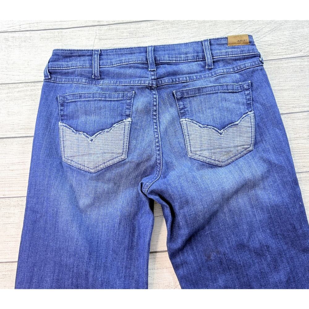Ariat Denim Women’s Trouser Mid Rise Flare Penelope Jeans Raw Hem Size 31R - Picture 10 of 11